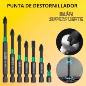 Conjunto de puntas de destornillador con imán superfuerte para sujetar tornillos.