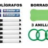 8 Bolígrafo + 1 Borrador + 3 Anillos. (Extra)